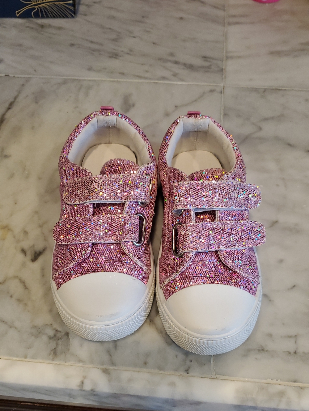 Toddler Pink Glitter Double-Velcro Sneakers